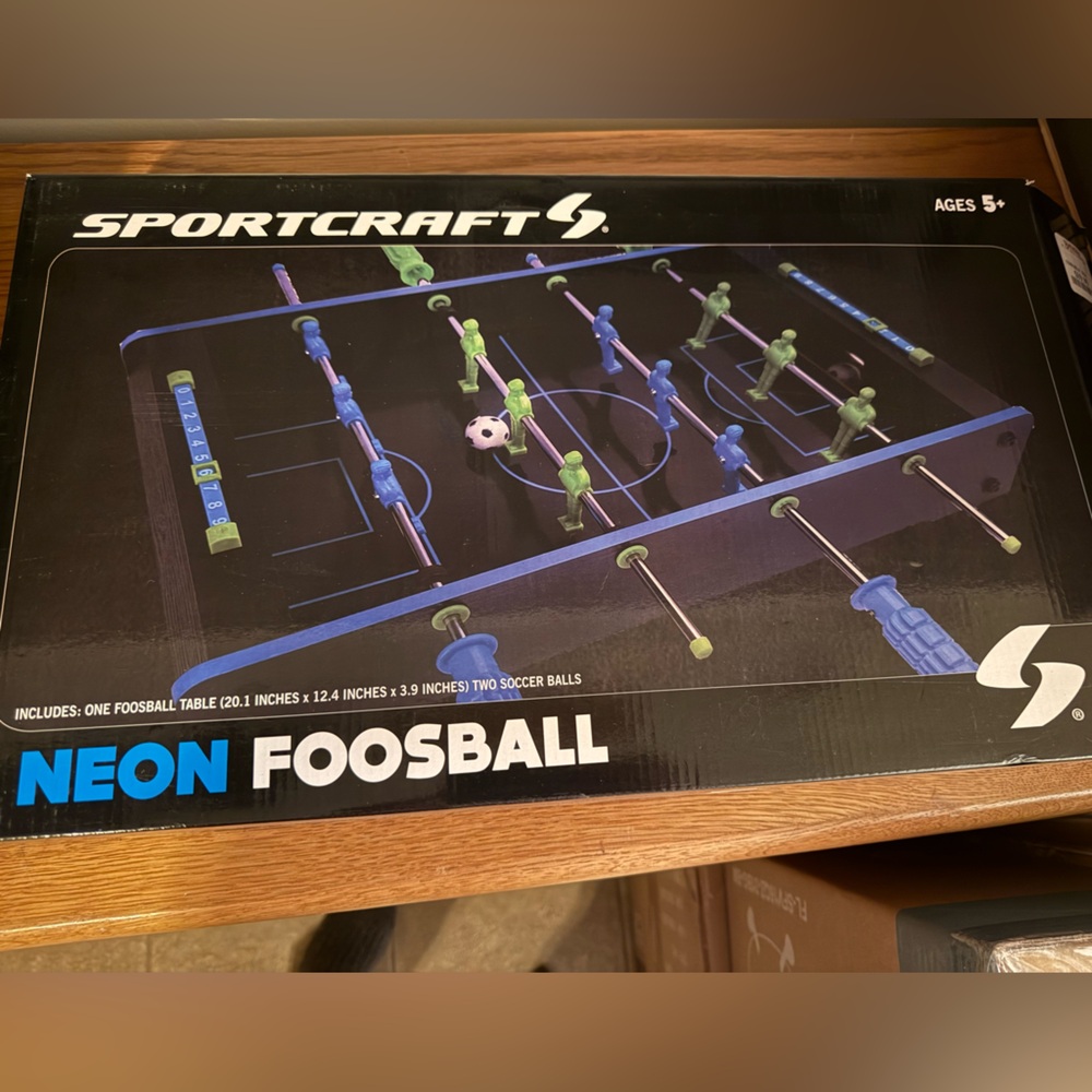 Brand New in Box Sportscraft Neon Foosball Table – Blue with Green Players